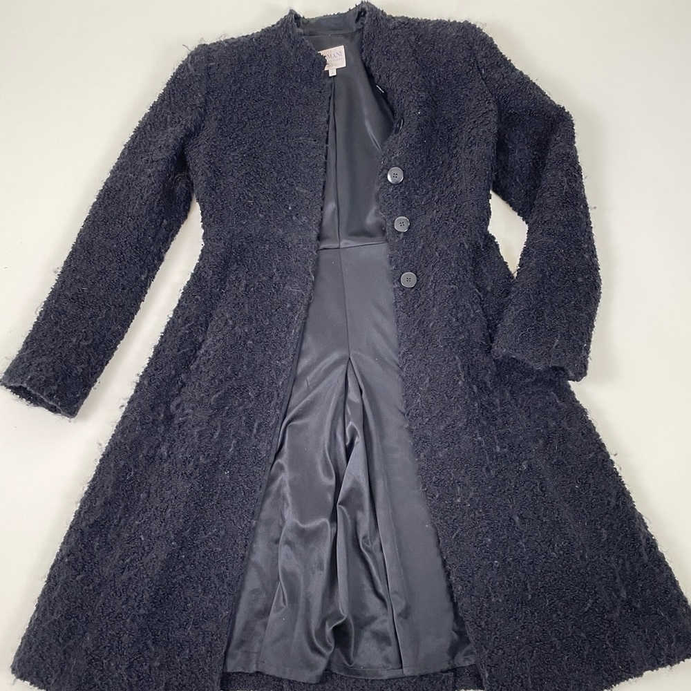 Armani Collezioni Black SIZE 4 (40) Womens Mohair Coat